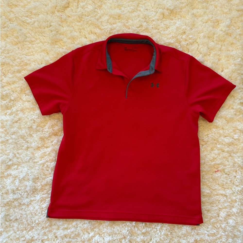 Under Armour ribbed red polo men’s size large